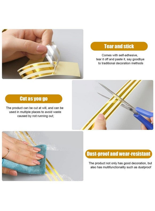 VINSU 5M Golden Tile Gap Tape | Home Tile Sticker Waterproof Tape | PVC Self Adhesive Tape | Ceramic Tile Gap Tape for Wall | Floor Tile Gap Sticker for Bathroom Kitchen Living Room Bedroom(2.5CMx5M) - Image 2