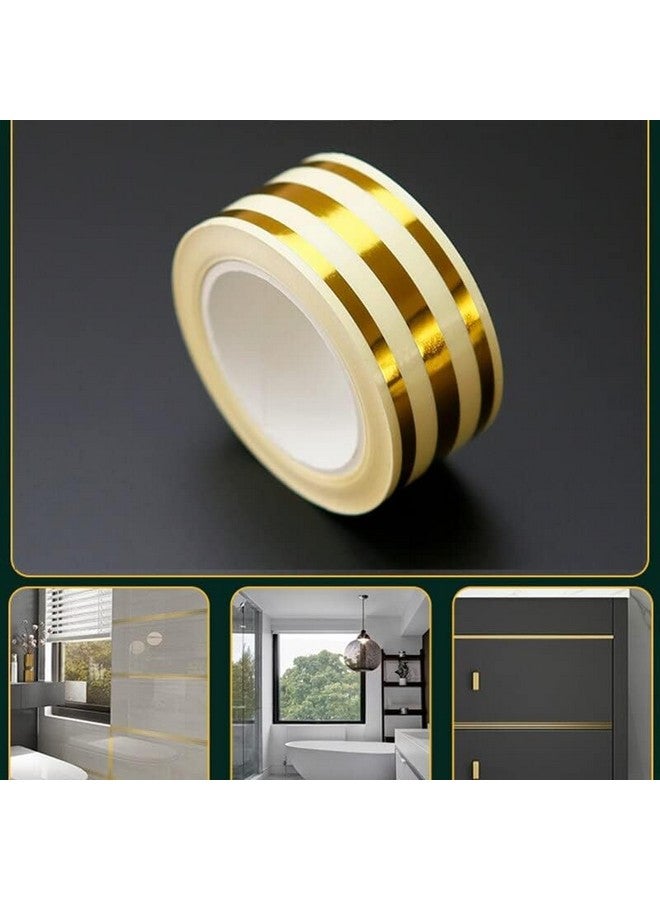 VINSU 5M Golden Tile Gap Tape | Home Tile Sticker Waterproof Tape | PVC Self Adhesive Tape | Ceramic Tile Gap Tape for Wall | Floor Tile Gap Sticker for Bathroom Kitchen Living Room Bedroom(2.5CMx5M) - Image 3