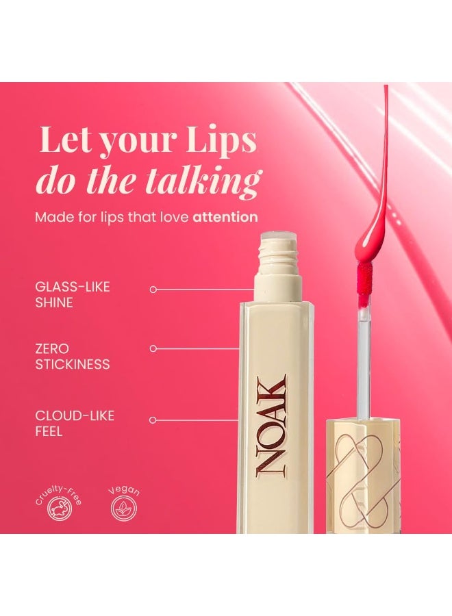 Noak Glass Shine Lip Gloss for Women | Hydrating & Non-Sticky Formula | High-Shine Glass Finish | Long-Lasting Comfort & Nourishment | 2ml (Barbie) - Image 4