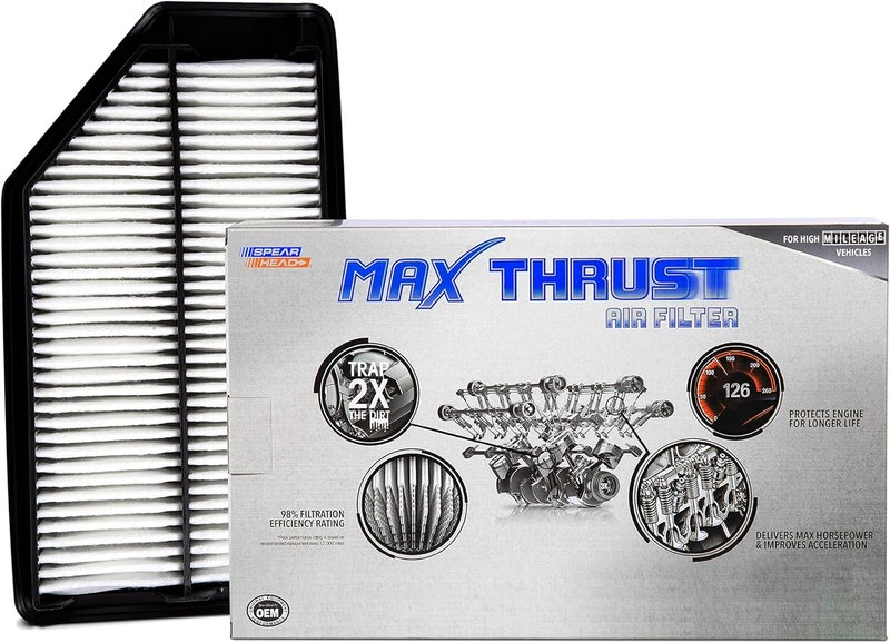 SPEARHEAD MPG Defense Max Thrust Engine Air Filter For All Mileage Vehicles, Fits Like OEM, Restores MPG & Acceleration (MT-042) - Image 1