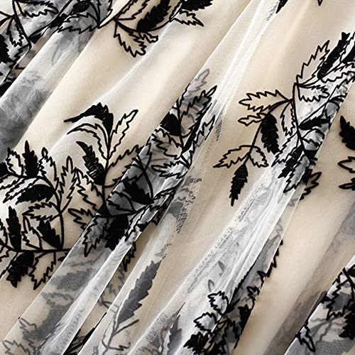 Dirholl Women's A-Line Fairy Patterned Elastic Waist Ruffle Tulle Layered Midi Skirt Foliage Apricot - Image 3