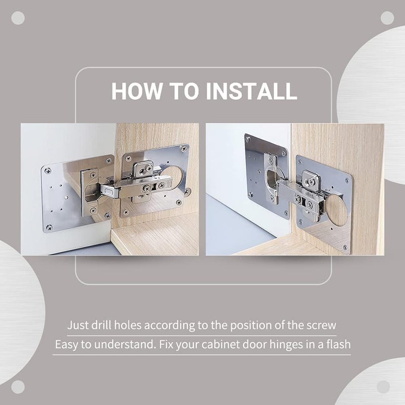 Suntown Cabinet Hinge Repair Plate Kit with Hole, Hinge Repair for Cabinet Door, Hinge Repair Brackets, Fix The Hinged Stainless Steel Door Panels, for Wood, Furniture, Shelves, Cabinet - Image 5