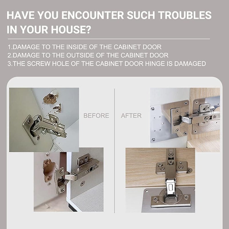 Suntown Cabinet Hinge Repair Plate Kit with Hole, Hinge Repair for Cabinet Door, Hinge Repair Brackets, Fix The Hinged Stainless Steel Door Panels, for Wood, Furniture, Shelves, Cabinet - Image 4
