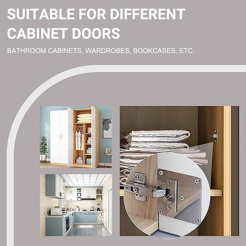 Suntown Cabinet Hinge Repair Plate Kit with Hole, Hinge Repair for Cabinet Door, Hinge Repair Brackets, Fix The Hinged Stainless Steel Door Panels, for Wood, Furniture, Shelves, Cabinet - Image 2