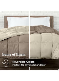 Home of linens 3Pcs Reversible Heavy Comforter Set - 4Kgs - Down Alternative Filling - (For Matress 180cm/200cm) - Size  (250cm x 240cm) + 2 Pillow Case Covers (50cm x 70cm) - Pastel x Cream  - Image 3