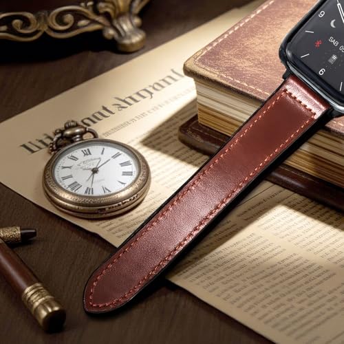 WestEagle Magnetic Leather Bands Compatible with Apple Watch 49mm 46mm 45mm 44mm 42mm(S3/2/1) for Men Women, Genuine Leather with Magnetic Buckle for iWatch Ultra1/2/3 Series SE11/10/9/8/7/6/5/4/3/2/1 - Image 4