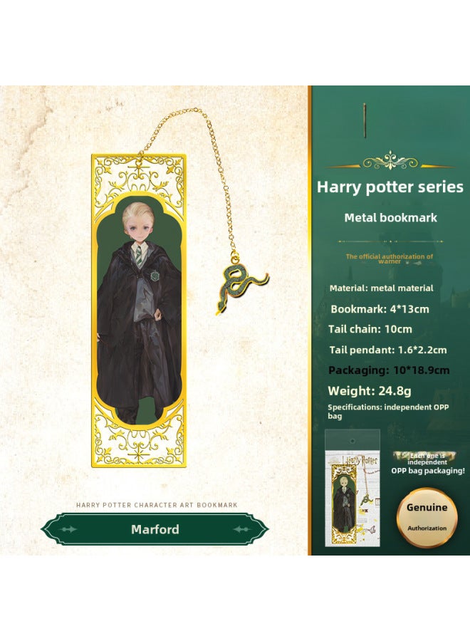 هاري بوتر علامة كتاب معدنية أصلية من هاري بوتر - شخصيات هاري ومالفوي - علامة كتب أوروبية وأمريكية كلاسيكية ساحرة - Image 1
