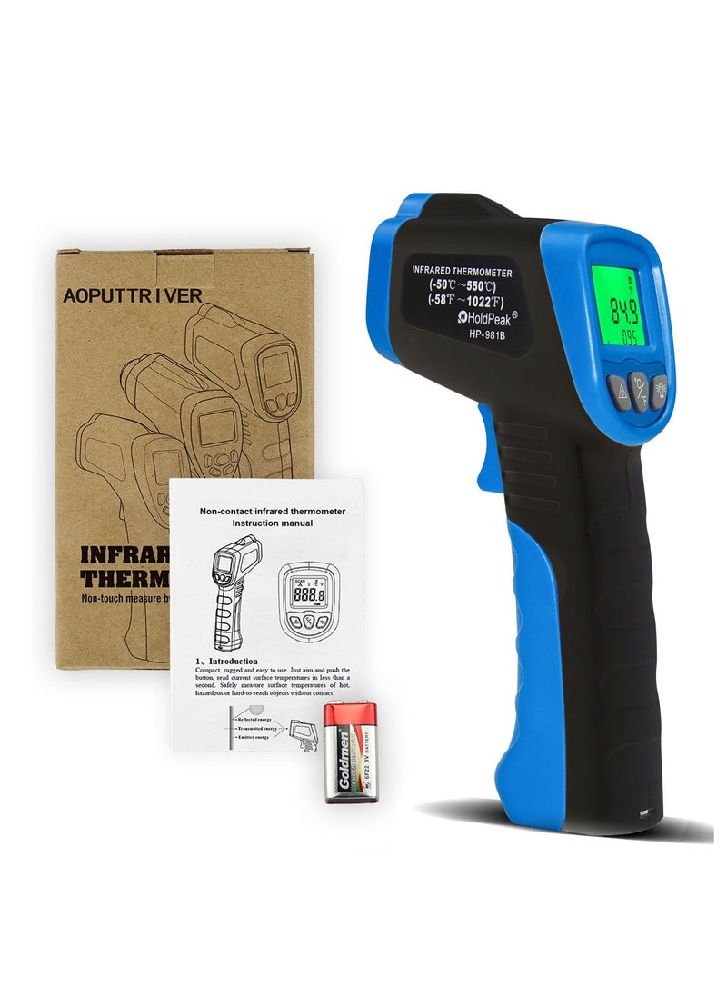 HoldPeak - Infrared Thermometer HP-981B Non-Contact Digital Temperature Gun Measure Range -58 to 842℉ (-50 to 450℃) Instant-Read Emissivity 0.95(Fixed) NOT for Human - Image 1