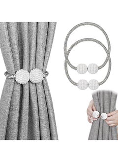 The Bros 2 Pack Magnetic Curtain Tiebacks, Decorative Curtain Holdbacks for Window Decor (Grey)  - Image 1