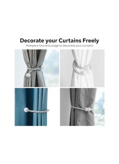 The Bros 2 Pack Magnetic Curtain Tiebacks, Decorative Curtain Holdbacks for Window Decor (Grey)  - Image 2