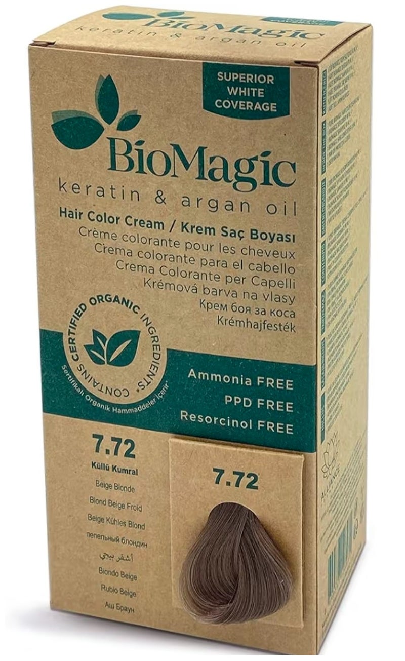 بيوماجيك صبغة الشعر بيوماجيك 7.72 اشقربنفسجي  (كيراتين وزيت الأرغان) - Image 1