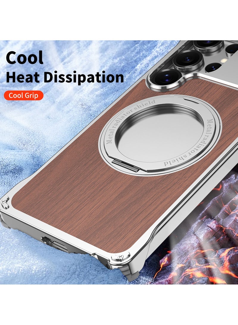 Samsung S25Ultra Rotating Magnetic Bracket Case Skeleton Heat Dissipation Case Precise Adaptation Firm Adhesion Efficient Heat Dissipation - Image 2