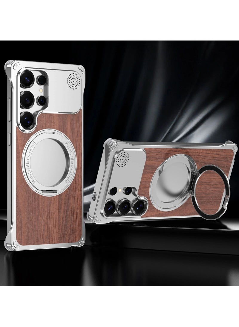 Samsung S25Ultra Rotating Magnetic Bracket Case Skeleton Heat Dissipation Case Precise Adaptation Firm Adhesion Efficient Heat Dissipation - Image 1