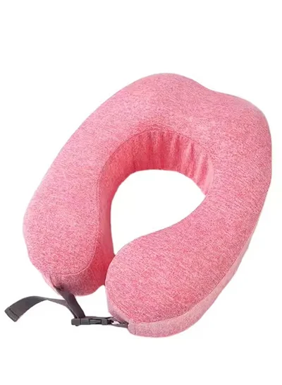 MNUK MNP-1 Neck Pillow for Traveling,Pink | Memory Cotton U-Shaped Travel Pillow with Magnetic Cloth for Ultimate Comfort | Ideal for Car, Flight & Office Naps