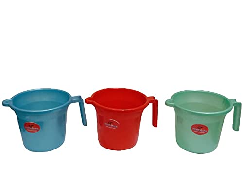 GT Gloptook Plastic Bathroom Mug 1 Litre Pack of 3 Color Send as per Availability