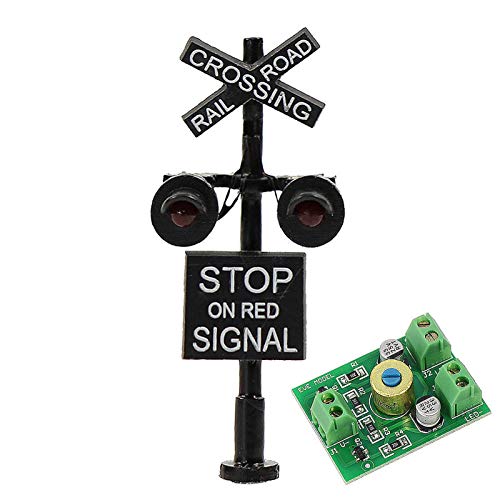 Evemodel JTD1507RP 1 Set N Scale Railroad TrainTrack Crossing Sign 2 Heads LED Made Circuit Board FlasherFlashing Red Train Stop on red Signal Lights Decoration and Party - Image 1