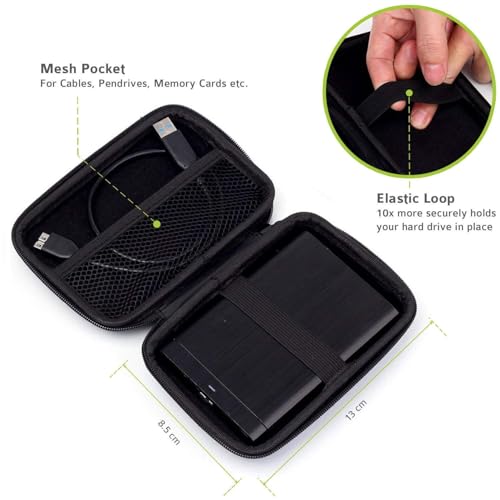 GadgetBite Hard Disk Case External Printed Hard Drive Disk Enclosure Portable Carrying EVA Case Cover Pouch Casing for 2.5-Inch Hard Drive (Plain Black) - Image 5