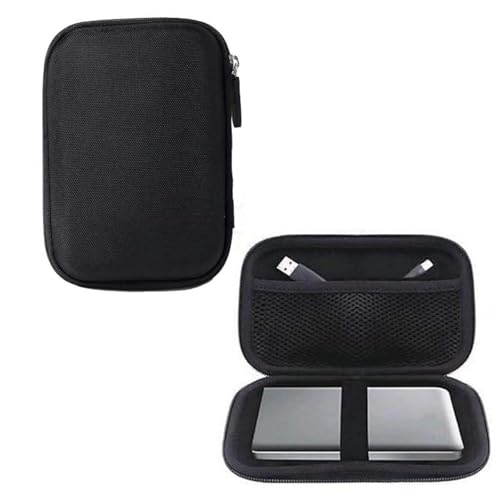 GadgetBite Hard Disk Case External Printed Hard Drive Disk Enclosure Portable Carrying EVA Case Cover Pouch Casing for 2.5-Inch Hard Drive (Plain Black) - Image 1