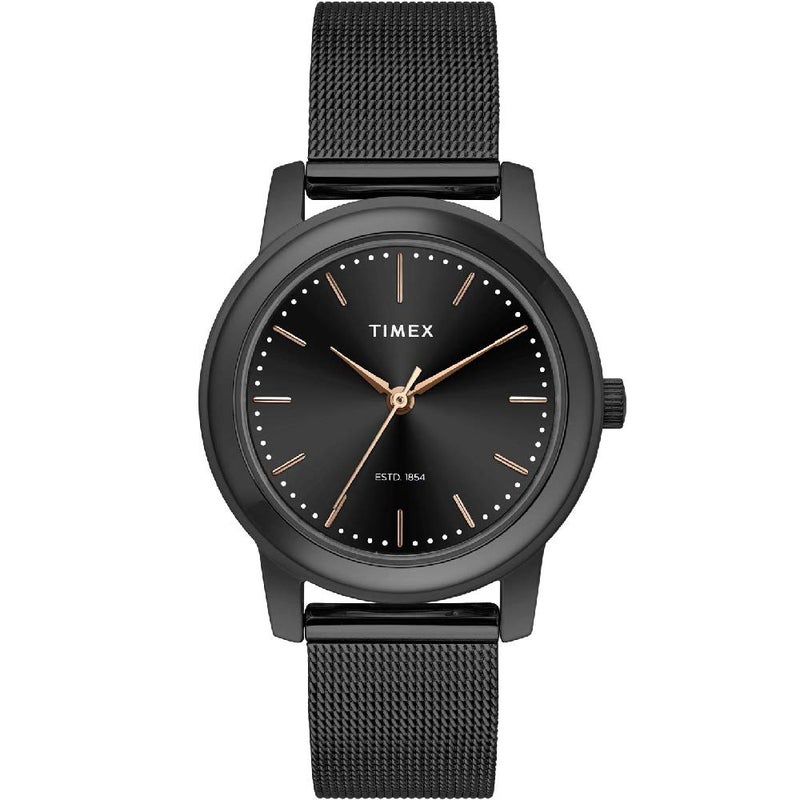 TIMEX Analog Watch for Women with Black Round Dial & Black Stainless Steel Bracelet Band Water Resistant Women's Wrist Watches - TW000W114 - Image 5
