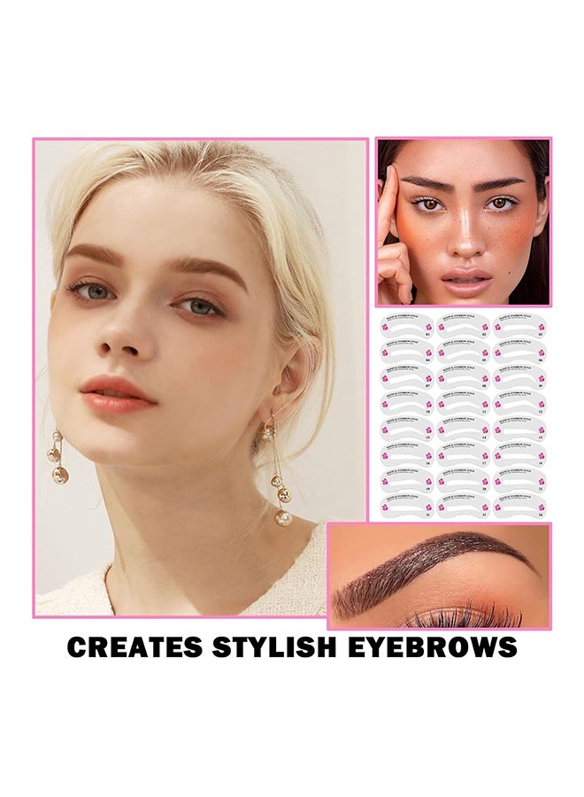 24-Piece Eyebrow Shaping Stencils, A pair of eyebrow trimmers is attached，Reusable Eyebrow Template, Eyebrow Grooming Stencil Kit for DIY Tools Eyebrows Shaping - Image 2