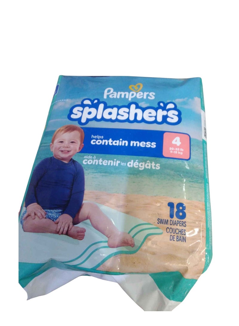 حفاضات بامبرز سبلاشرز للسباحة مقاس M، 18 قطعة