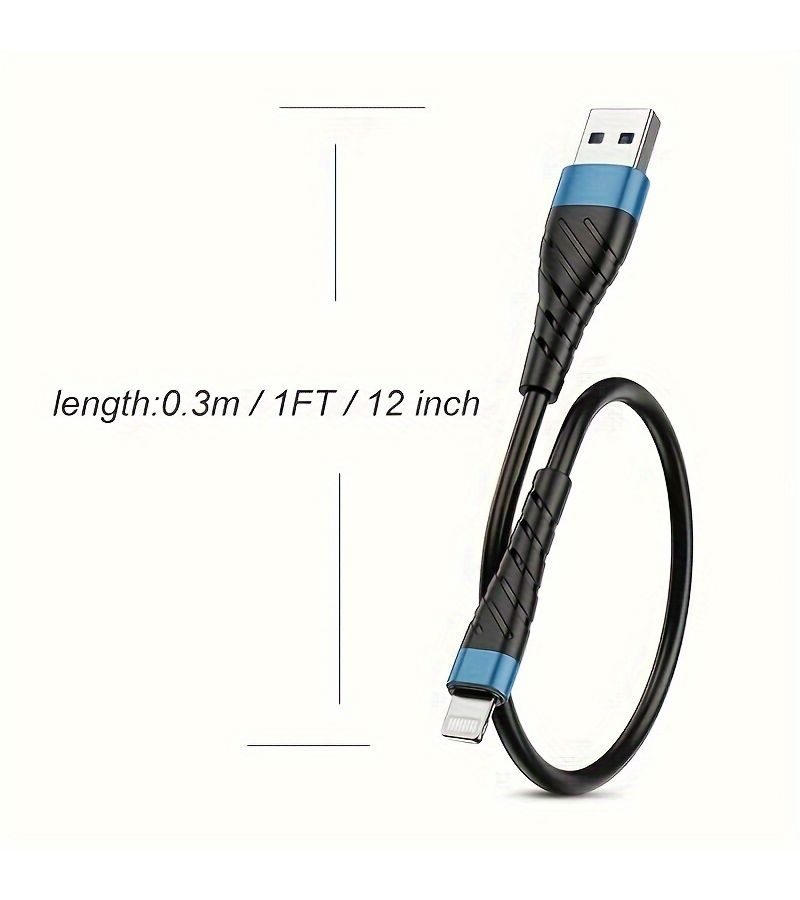3 قطع كابل شحن سريع أحمر بطول 1 قدم من USB لأجهزة iPhone 14 و13 و12 و11 Pro Max و6S و7 و8 Plus وiPad - Image 2
