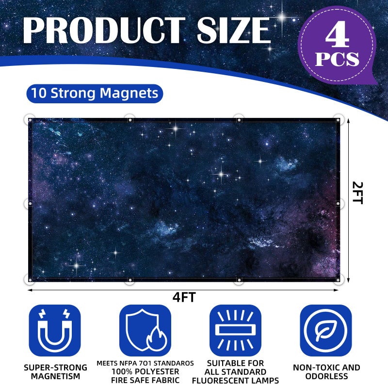 ANGSYLTH 4 Pcs Fluorescent Light Covers - Classroom, Office 4 x 2 Feet Flame Retardant Magnetic Covers for Ceiling Lights Filters (Starry Sky) - Image 3