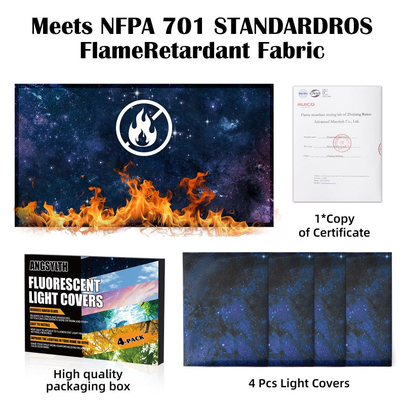 ANGSYLTH 4 Pcs Fluorescent Light Covers - Classroom, Office 4 x 2 Feet Flame Retardant Magnetic Covers for Ceiling Lights Filters (Starry Sky) - Image 2