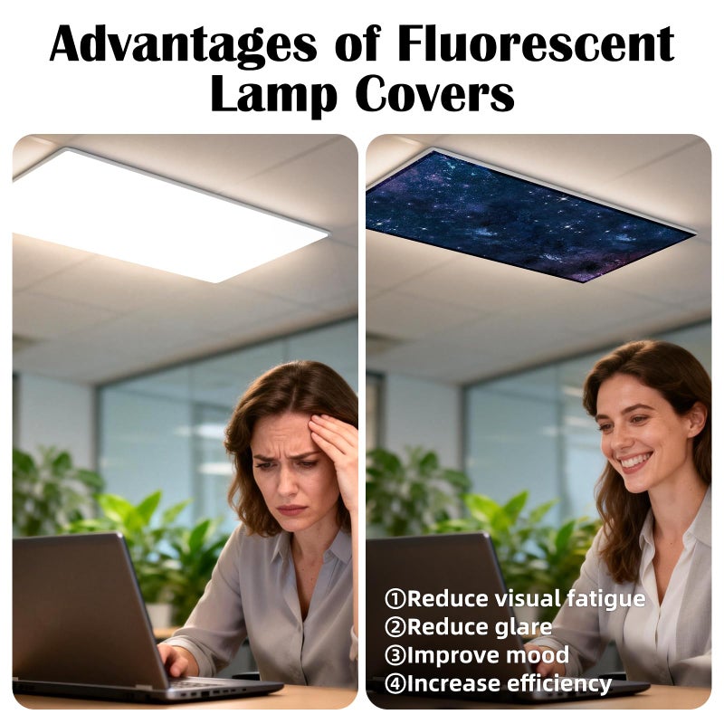 ANGSYLTH 4 Pcs Fluorescent Light Covers - Classroom, Office 4 x 2 Feet Flame Retardant Magnetic Covers for Ceiling Lights Filters (Starry Sky) - Image 5