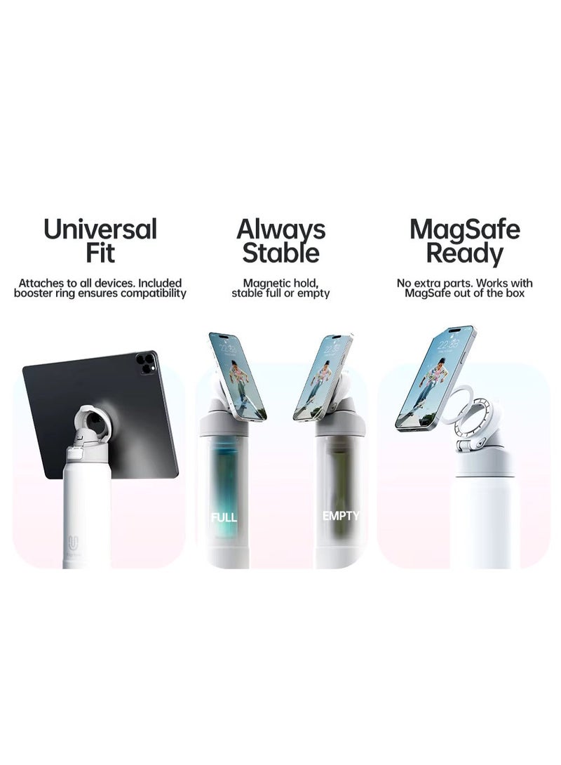 FjBottle Insulated Magnetic Water Bottle - Reusable Stainless Steel Bottle with MagSafe Compatible Phone Holder - Keeps Cold for 24 Hours - Perfect for Gym, Sports, and Travel - Black 32oz - Image 3