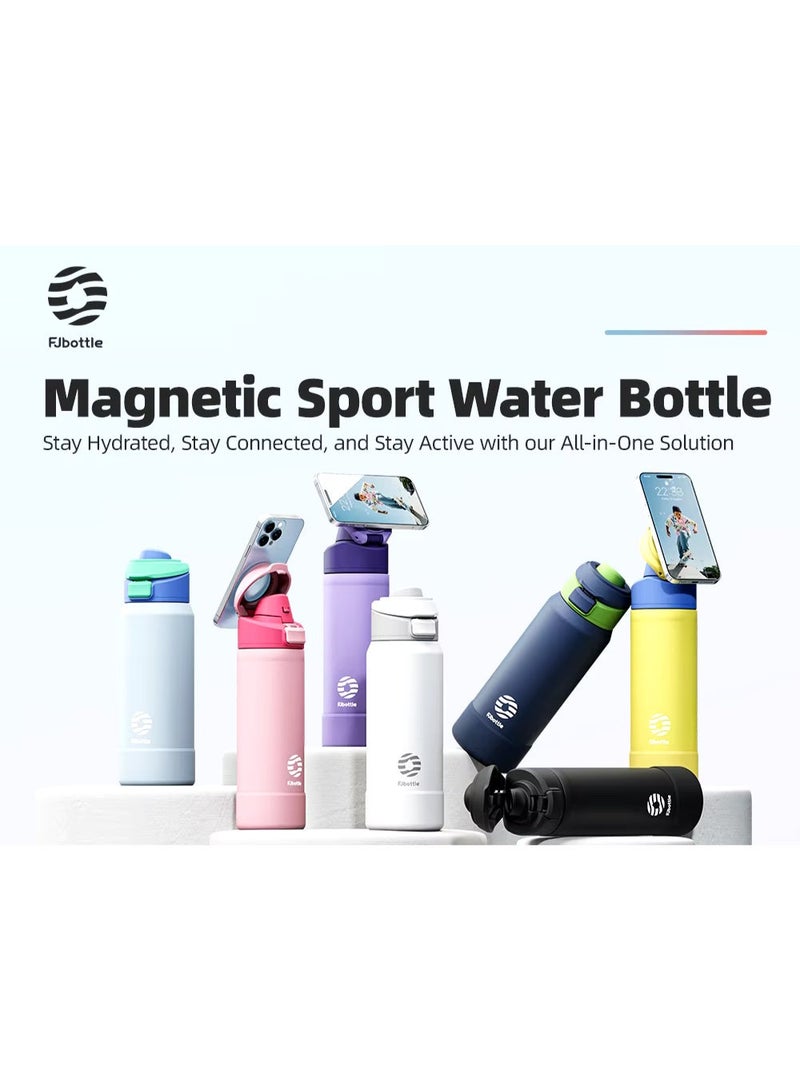 FjBottle Insulated Magnetic Water Bottle - Reusable Stainless Steel Bottle with MagSafe Compatible Phone Holder - Keeps Cold for 24 Hours - Perfect for Gym, Sports, and Travel - Black 32oz - Image 4