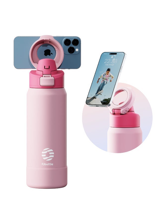 FjBottle Insulated Magnetic Water Bottle - Reusable Stainless Steel Bottle with MagSafe Compatible Phone Holder - Keeps Cold for 24 Hours - Perfect for Gym, Sports, and Travel - Black 32oz - Image 1