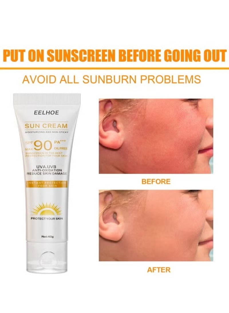 EELHOE Facial Sun Cream Moisturizing And Non-Sticky Sunscreen Facial Moisturizer Anti Aging Oil Free - Image 2