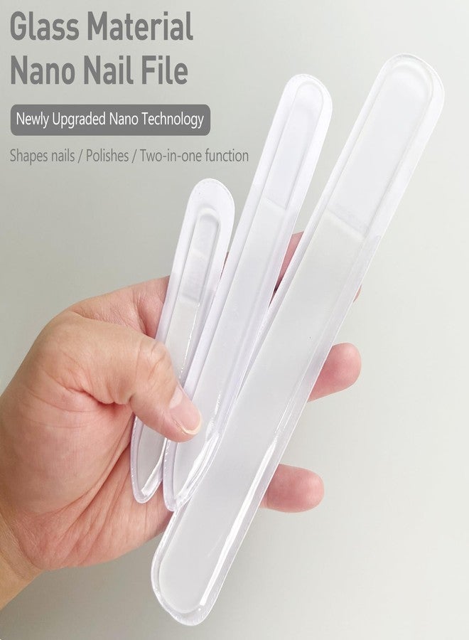 Jaasuee Professional 3-Piece Czech Glass Nail File Set - Handmade, Tempered Glass Files - Double-Sided, Washable, Etched for Natural Nails, Ideal Present Set - Image 2