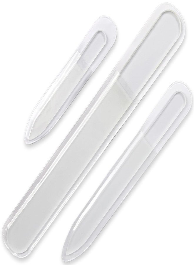 Jaasuee Professional 3-Piece Czech Glass Nail File Set - Handmade, Tempered Glass Files - Double-Sided, Washable, Etched for Natural Nails, Ideal Present Set - Image 1