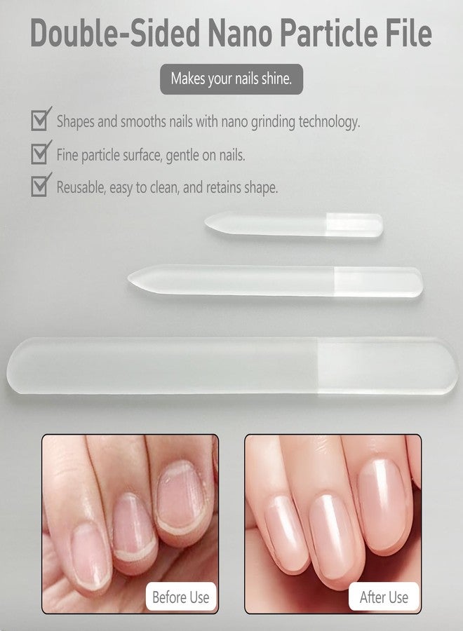 Jaasuee Professional 3-Piece Czech Glass Nail File Set - Handmade, Tempered Glass Files - Double-Sided, Washable, Etched for Natural Nails, Ideal Present Set - Image 3