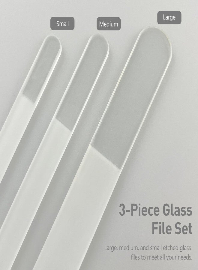 Jaasuee Professional 3-Piece Czech Glass Nail File Set - Handmade, Tempered Glass Files - Double-Sided, Washable, Etched for Natural Nails, Ideal Present Set - Image 5