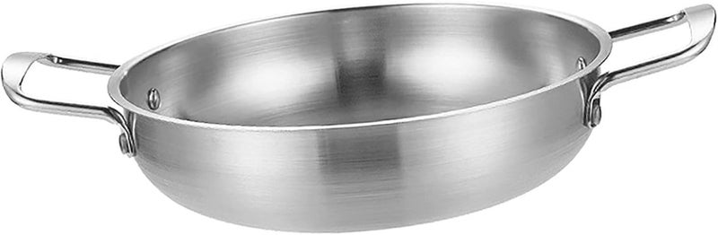 Stainless Steel Dual Loop Handle Frying Pans Durable Flat Bottom Skillet for Cooking Seafood, 1350ML Double Handled Skillet for Family Dinners (#1) - Image 2