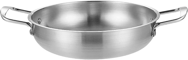 Stainless Steel Dual Loop Handle Frying Pans Durable Flat Bottom Skillet for Cooking Seafood, 1350ML Double Handled Skillet for Family Dinners (#1) - Image 3