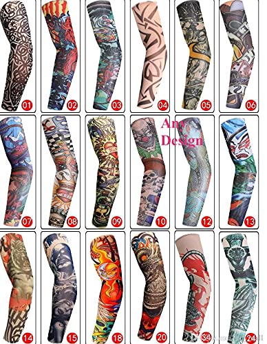 OMX 4 Pair, Driving Gloves, Gloves For Driving, Hiking, Cycling Realistic Fake Tattoo Stretch Printed Full Hand Arm Sleeves Gloves Arm Cuff Covers Stockings (Any Design can be Sent) - Image 4