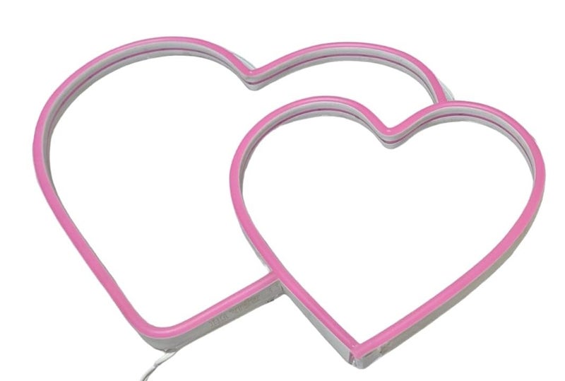 Silicone Double Heart Love Pink Tiva Neon Light Led Sign For Room Decoration Accessories Table Decorations Gifts Night With Adapter Pin  - Image 3