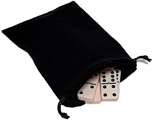 Marion Domino Double Six 6 Creamy Blush Tiles Jumbo Tournament Professional Size with Spinners in Black Elegant Velvet Bag