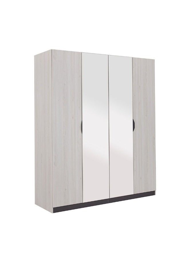 DANUBE HOME Pletora 4 Door Wardrobe With 2 Mirrors Sturdy Closet Clothes Storage Cupboard Modern Design Space Saving Swing Door Cabinet For Bedroom L181.6Xw59.6Xh216Cm - Grey Oak  - Image 3