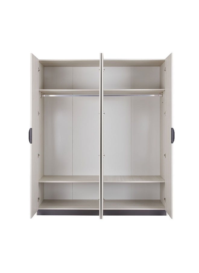 DANUBE HOME Pletora 4 Door Wardrobe With 2 Mirrors Sturdy Closet Clothes Storage Cupboard Modern Design Space Saving Swing Door Cabinet For Bedroom L181.6Xw59.6Xh216Cm - Grey Oak  - Image 2