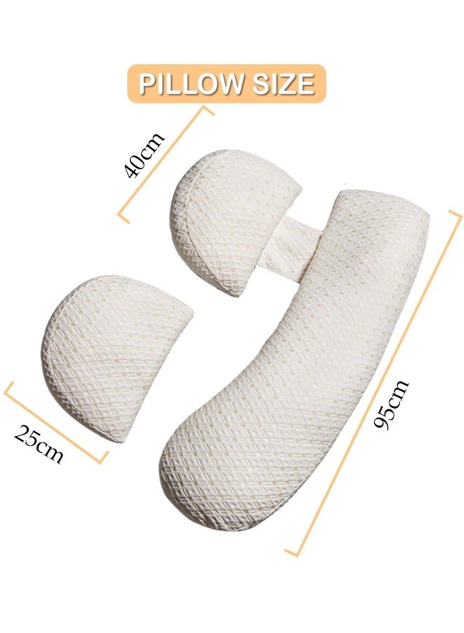 DUNISO Pregnancy Pillows for Sleeping,Soft Pregnancy Body Pillow Support for Back, Legs, Belly,Hips of Pregnant Women,Maternity Pillow with Adjustable and Removable Cooling Cover，White  - Image 2