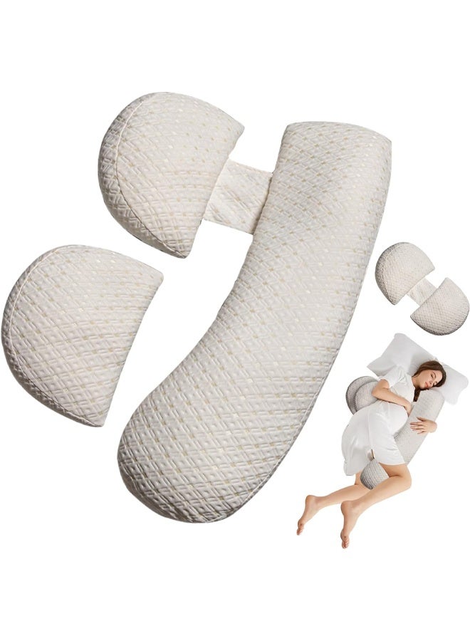 DUNISO Pregnancy Pillows for Sleeping,Soft Pregnancy Body Pillow Support for Back, Legs, Belly,Hips of Pregnant Women,Maternity Pillow with Adjustable and Removable Cooling Cover，White  - Image 1