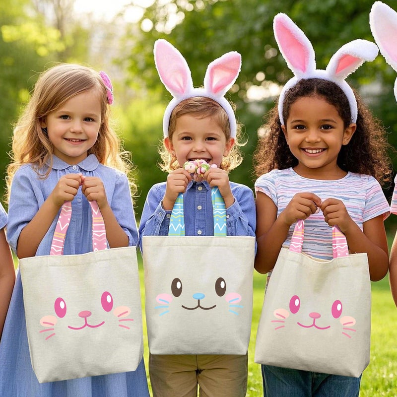 Party to Be Easter Canvas Bags for Kids Easter Bunny Bags for Girls Boys - Image 2