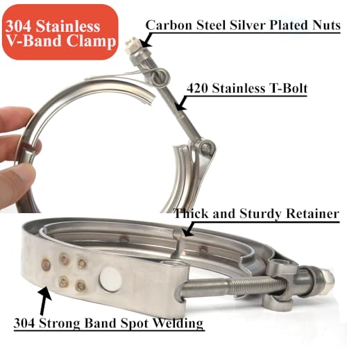Elifecenter 3 Inch Exhaust V band Clamp 304 Stainless Steel V-Clamp for 3" OD Flange Kits - Image 3