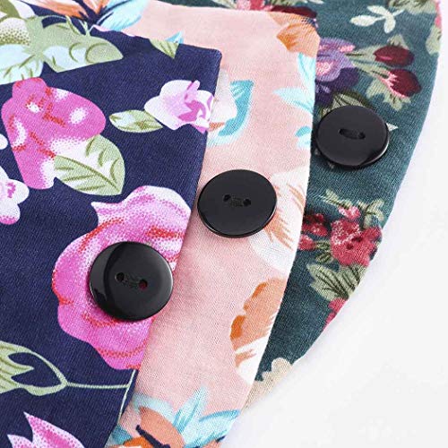 Bohend Boho Button Headbands with Mask Buttons - Wide Stretchy Knotted Headwear for Women Girls, 3 Pack Soft Cotton Hair Accessories for Yoga, Gym, Sports Daily Wear - Image 3