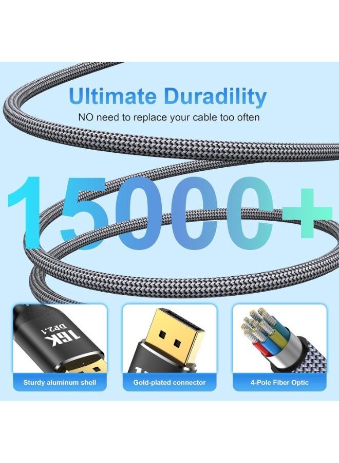 igeekwell DisplayPort Cable 2.1（DP 2.1 TO DP） 10FT, 16K Display Port 2.1 2.0 Cable [16K 60Hz, 8K 120Hz, 4K 240Hz 165Hz 144Hz, 80Gbps HDR10 HDCP DSC 1.2a] Braided DP 2.1 Cord for FreeSync G-Sync Gaming Monitor(3M,1 PACK) - Image 5